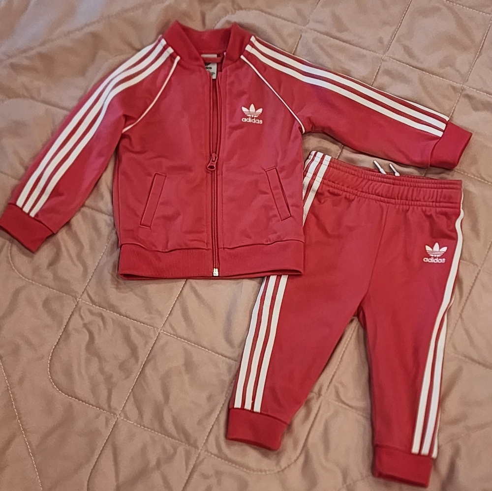 Hot Pink Baby / Toddler Adidas Tracksuit